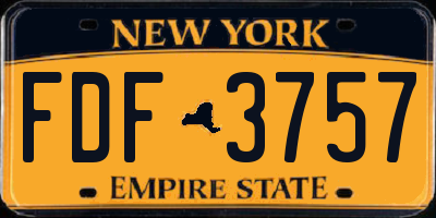 NY license plate FDF3757