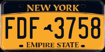 NY license plate FDF3758