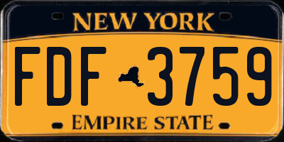NY license plate FDF3759