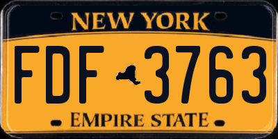 NY license plate FDF3763