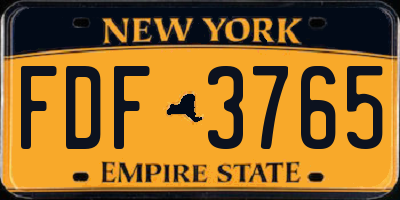 NY license plate FDF3765