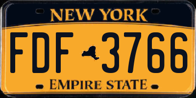 NY license plate FDF3766