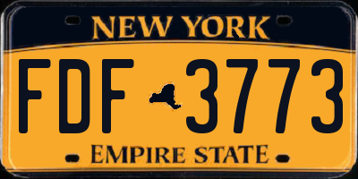 NY license plate FDF3773