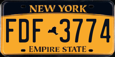 NY license plate FDF3774