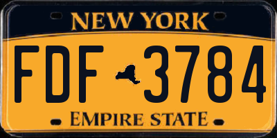 NY license plate FDF3784