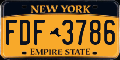 NY license plate FDF3786