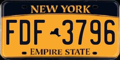NY license plate FDF3796
