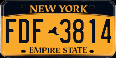 NY license plate FDF3814