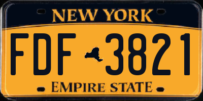 NY license plate FDF3821