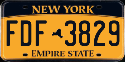 NY license plate FDF3829