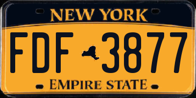 NY license plate FDF3877