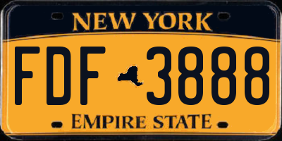 NY license plate FDF3888