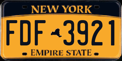 NY license plate FDF3921
