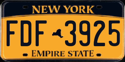 NY license plate FDF3925
