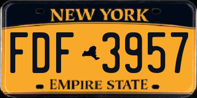 NY license plate FDF3957