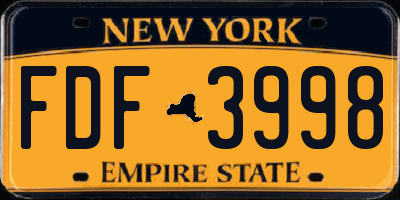 NY license plate FDF3998
