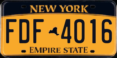 NY license plate FDF4016