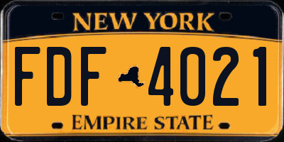 NY license plate FDF4021