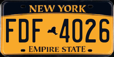 NY license plate FDF4026