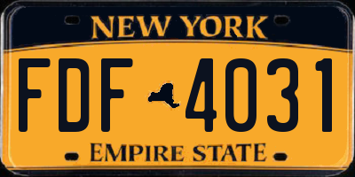 NY license plate FDF4031