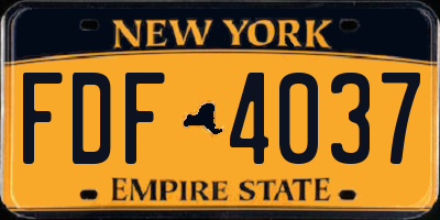 NY license plate FDF4037