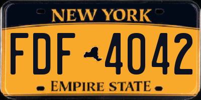 NY license plate FDF4042