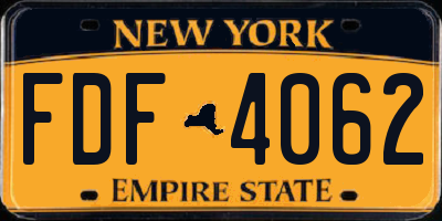 NY license plate FDF4062