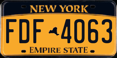 NY license plate FDF4063