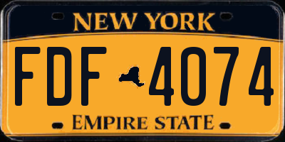 NY license plate FDF4074