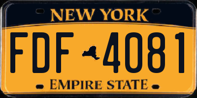 NY license plate FDF4081