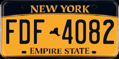 NY license plate FDF4082