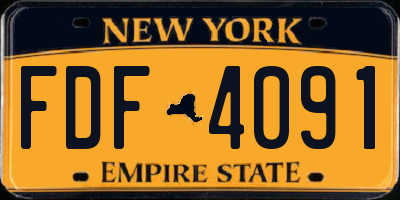 NY license plate FDF4091