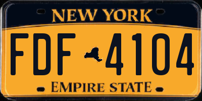 NY license plate FDF4104