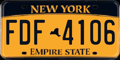 NY license plate FDF4106