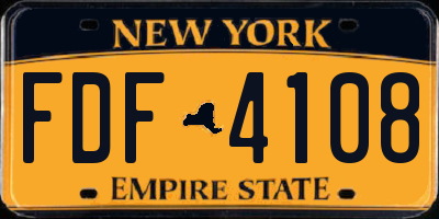 NY license plate FDF4108