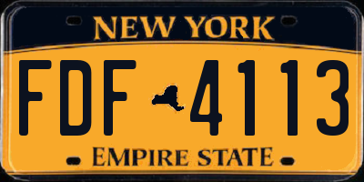 NY license plate FDF4113