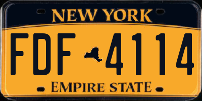 NY license plate FDF4114