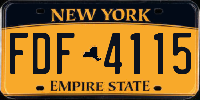 NY license plate FDF4115