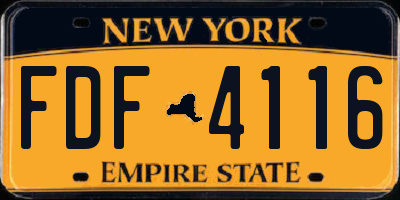 NY license plate FDF4116