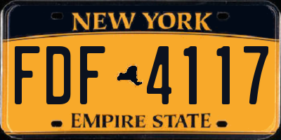 NY license plate FDF4117