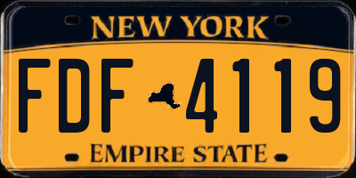 NY license plate FDF4119