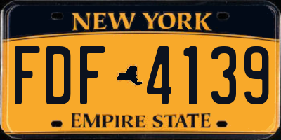 NY license plate FDF4139