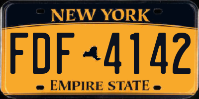 NY license plate FDF4142