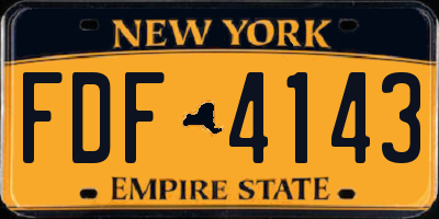 NY license plate FDF4143