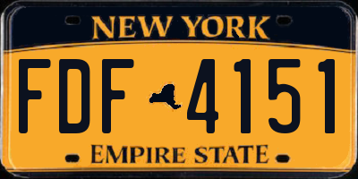 NY license plate FDF4151