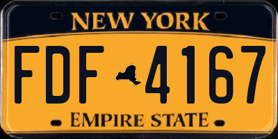 NY license plate FDF4167