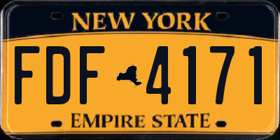 NY license plate FDF4171