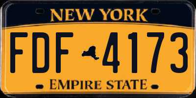 NY license plate FDF4173