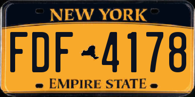 NY license plate FDF4178