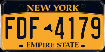 NY license plate FDF4179
